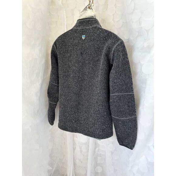 Kuhl Thermokore Thor Sweater Mens Medium Gray Wool Quarter 1/4 Zip Pullover EUC - Picture 6 of 9